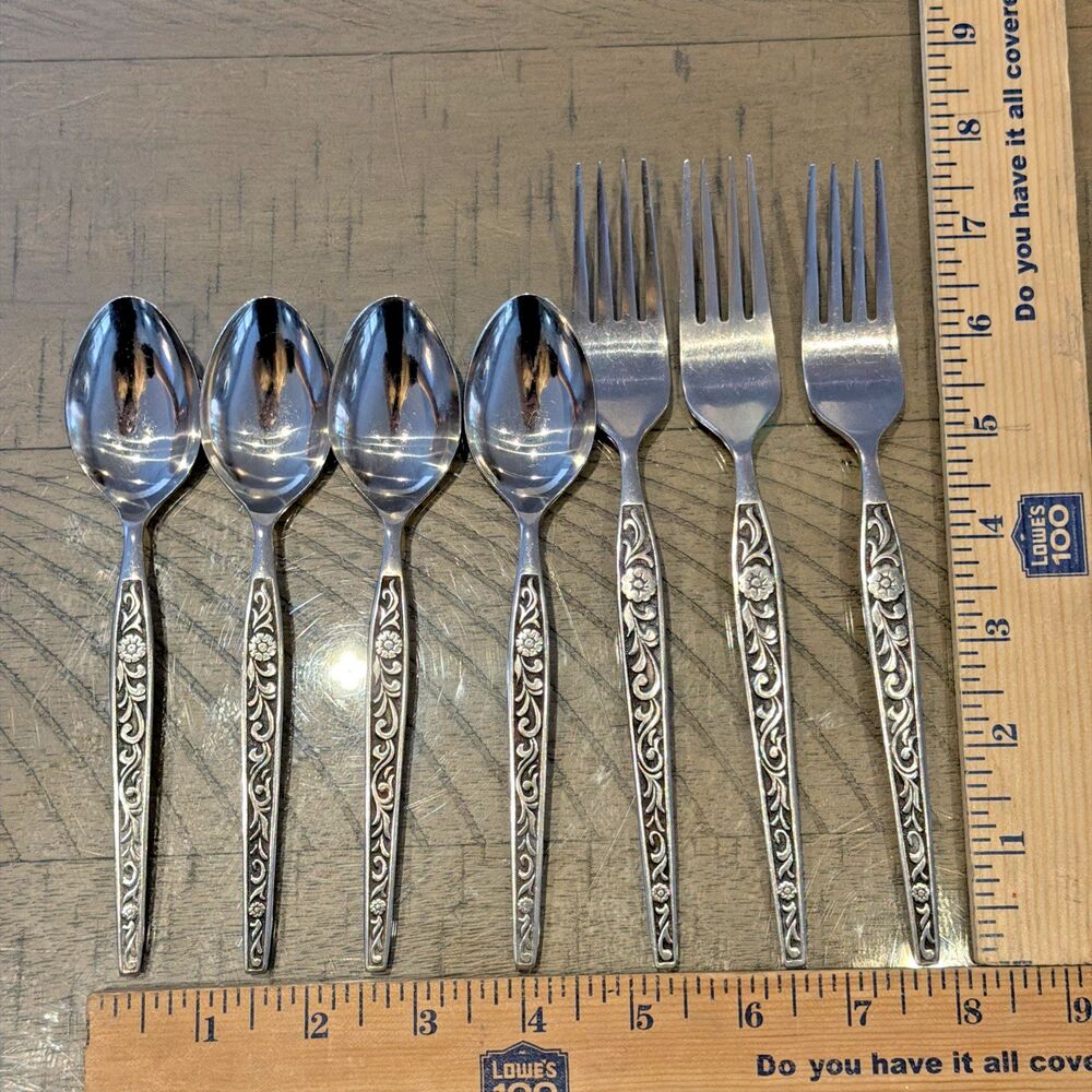 Antigua Grand Prix Stainless Steel Flatware Lot of 7 spoons and forks